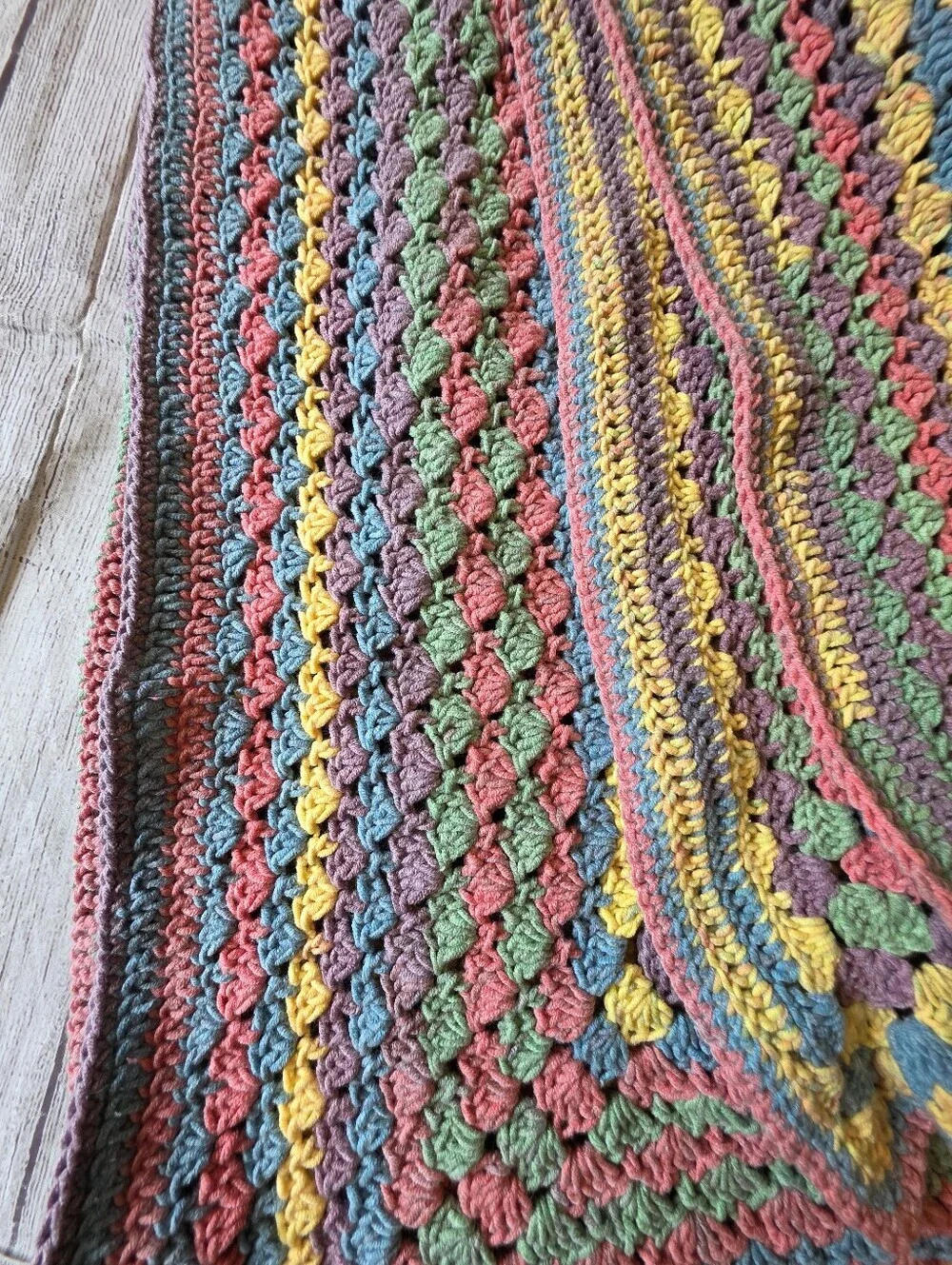 Handmade Rainbow Pastel Crochet Throw Blanket 32x38 Inches Lap Size
